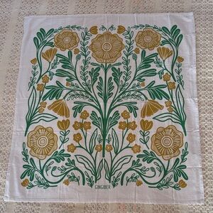 Gingiber Floral Tea Towel * green and gold * 100% cotton